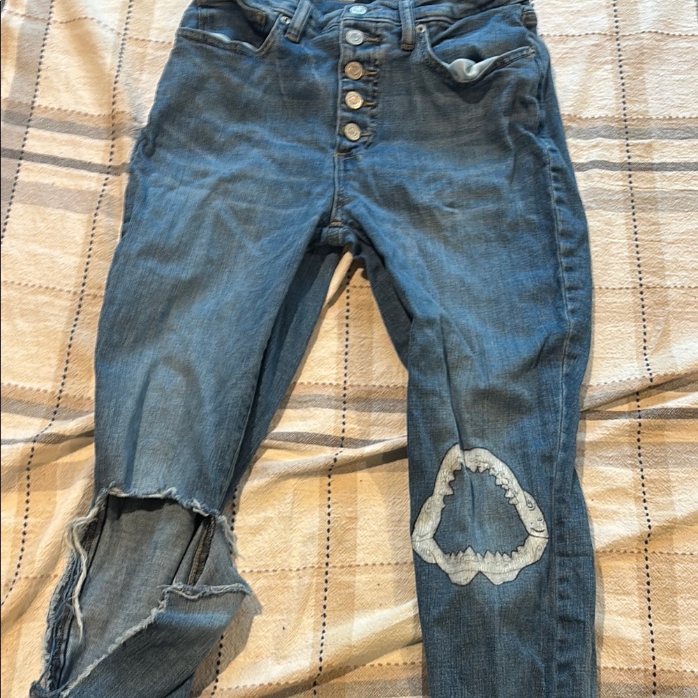 Lucky Brand Blue Boyfriend Jeans Relaxed Distressed